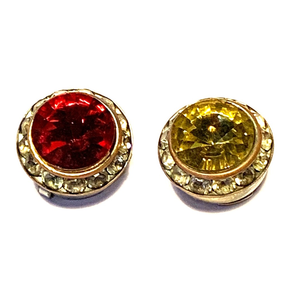 Vintage Button Covers Jewelry with Rhinestones